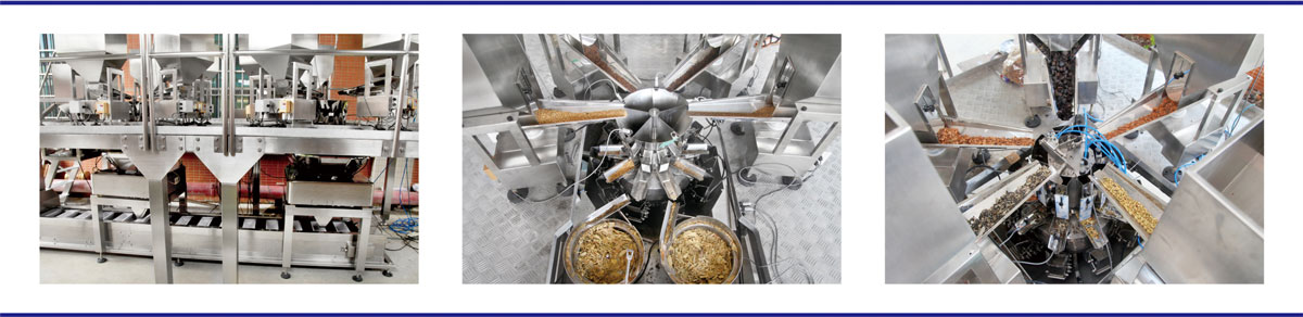 آلة تعبئة منتجات خلط عالية الإنتاجية مع ميزان متعدد الرؤوس للأطعمة الخفيفة High Productivity Mixing Products Packing Machine with Multihead Weigher for Snacks Food